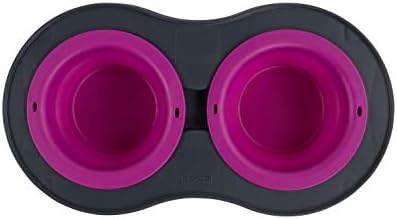 Dexas Pets Double Elevated Pet Feeder, Fuchsia, Small/1 Cup Capacity Bowls (PW1004322405) (Pack of 2)