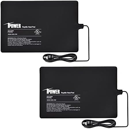 iPower Reptile Heat Pad Under Tank Terrarium Warmer Heating Mat for Turtle, Lizard, Frog, Snake, Reptile, and Other Small Animals, 8X12 Inch, 16W, 2 Pack