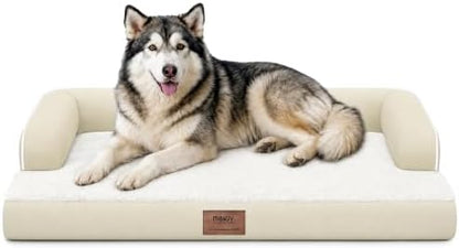 MEKIY XXL Orthopedic Waterproof Dog Bed with Bolster for Extra Large Dogs