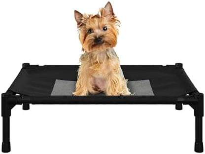 Elevated Dog Bed - 24.5x18.5-Inch Portable Pet Bed with Non-Slip Feet - Indoor/Outdoor Dog Cot or Puppy Bed for Pets up to 25lbs by PETMAKER (Black)