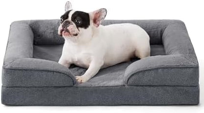 Made4pet Dog Bed Orthopedic, Dog Sofa for Small Dogs Supportive Foam Pet Cushions Bed with Washable Removable Cover, Egg-Crate Foam, Waterproof Lining Bottom, Grey, 30 * 20 * 6.5 Inch