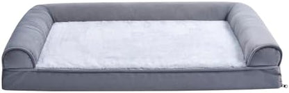 Amazon Basics Living Room Couch Dog Bed with Premium Foam, Non-Slip Bottom, Removable Washable Cover, Pressure-Relief Support for Dogs up to 55lbs, Large (36" x 27"), Grey