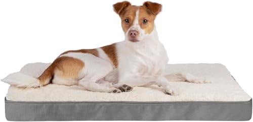Best Pet Supplies Orthopedic Dog Bed with Memory Foam, Washable Dog Crate Mat for Small, Medium & Large Dogs, Thick Mattress for Crates, Kennels or Floor, Waterproof Pet Bed - Gray, 24 x 16 x 3