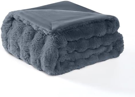 Modern Threads Water-Resistant Faux Rabbit Fur Pet Blanket for Dogs & Cats – Ultra-Soft Couch, Bed & Crate Protector, 30x40 Navy Blue