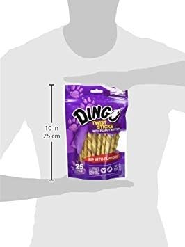 Dingo Twist Sticks Rawhide Dog Treat with Peanut Butter, 25 Count