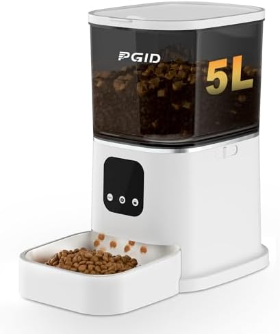 Automatic Cat Feeder,2.4G Automatic Dog Food Dispenser，Auto Dog Feeder with APP Control,5L Timed Auto Cats Food Dispenser w 2-Way Audio for Multiple Pet