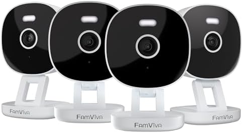 2K Wired Security Camera, Indoor/Outdoor for Home, Pet, Baby, Nanny, IP65 Waterproof Color Night Vision, White Light & Siren, Recording, Motion Detection, Works with Alexa,Plug in, White-4P