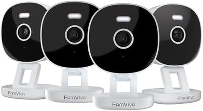 2K Wired Security Camera, Indoor/Outdoor for Home, Pet, Baby, Nanny, IP65 Waterproof Color Night Vision, White Light & Siren, Recording, Motion Detection, Works with Alexa,Plug in, White-4P