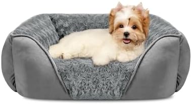 INVENHO Small Dog Bed Rectangle Washable Orthopedic Soft Calming Sleeping Durable Pet Cuddler with Anti-Slip Bottom