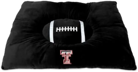 Pets First NCAA Texas Tech Red Raiders Soft & Cozy Plush Pillow Bed - Sports Dog & Cat Cuddle, Warm Collegiate Mattress