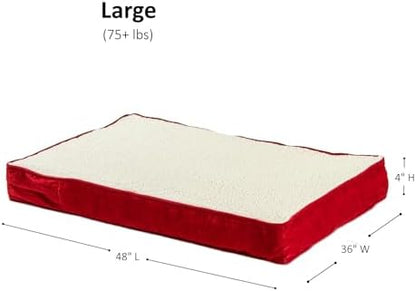 Happy Hounds Oscar Rectangle Orthopedic Foam Sherpa Dog Bed, Large (48 x 36 in.), Red