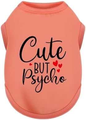 Stylish Dog Clothes: Expressive Cotton Puppy Shirt Vest for Small and Medium Dogs, Featuring 'Cute but Psycho' Slogan Print - Perfect for Showing Off Your Pet's Unique Style! Watermelong Red L
