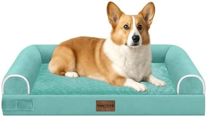NANUYA Orthopedic Dog Bed for Medium Dogs, 30 x 20 Inch, Aqua Blue
