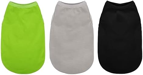 Paiaite 3 Pieces Plain Dog Shirt Sleeveless Puppy Cotton Dog Shirts Breathable Pet Apparel Tank Top Colorful Puppy Sweatshirt Clothes for Small Medium Dogs Black Green and Gray XXL