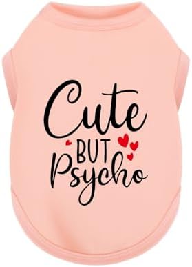 Stylish Dog Clothes: Expressive Cotton Puppy Shirt Vest for Small and Medium Dogs, Featuring 'Cute but Psycho' Slogan Print - Perfect for Showing Off Your Pet's Unique Style! Light Pink 2XL