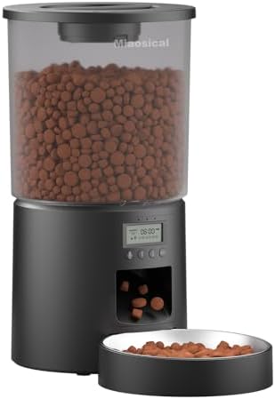 Automated Cat Feeder,Clear 4.2L Dry Food Dispenser with Single Bowl,Programmable Timed Pet Feeder for Up to 6 Daily Meals,10-Second Voice Message & Dual Power Backup (Black, 4.2L Press Version)
