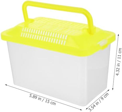 POPETPOP Portable Handheld Fish Tank Transparent Aquarium for Turtles and Hamsters Lightweight Reptile Carrier Easy to Clean for Feeding Cover