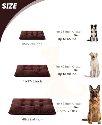 KSIIA Washable Dog Crate Bed Kennel Mat for Large Dogs, 48 x 29 Inch, Brown