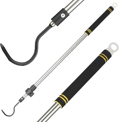 Snake Hooks, Stainless Steel Snake Hook Extendable Handled Desigh for Removling Large or Small Snakes and Reptiles Rattlesnakes Python Copperhead Stainless Steel Handle 35"-65"