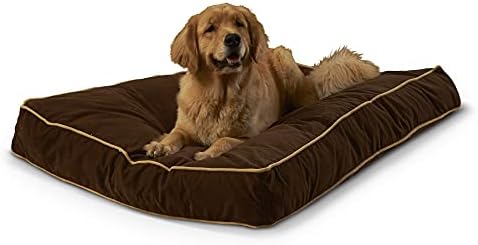South Pine Porch Buddy Reversible Rectangle Pillow Style Microfiber Dog Bed with Removable, Machine-Washable Cover, Cocoa, Large (48 in. x 36 in.)
