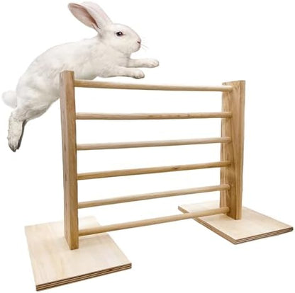 Hamiledyi Rabbit Jump Bar Rabbit Adjustable Hurdles Wooden Obstacle Exercise Agility Toys Training Jumping for Bunny Guinea Pig Ferret Squirrel
