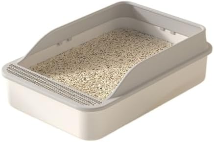 Litter Box, Open Top Cat Litter Box with High Sides & Detachable Basin, Includes Shovel Cat Litter Box(Gray)