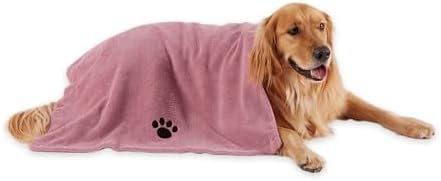 Bone Dry Pet Grooming Towel Collection Absorbent Microfiber X-Large, 41x23.5", Embroidered Rose