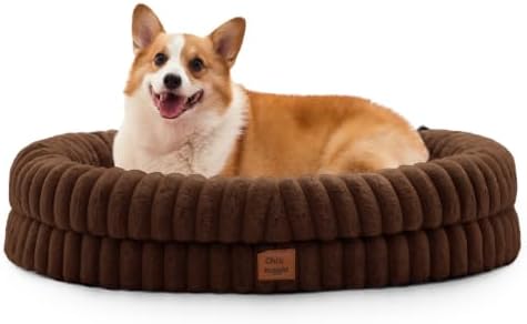 ChiXnuggle Orthopedic Dog Bed, Washable Cover, Faux Fur Bolster Pet Couch