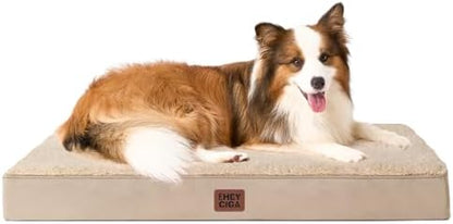 EHEYCIGA Orthopedic Dog Bed Large with Removable Washable Cover, 41IN Khaki