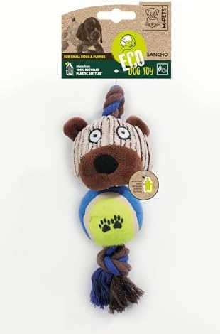 M-PETS Terra ECO Dog Toy – Squeaky Plush Dog Toy Made from Recycled Plastic Bottles, Soft & Durable Eco-Friendly Dog Toy (Sancho, Multicolor)
