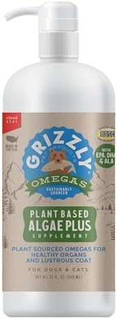 Grizzly Pet Products Algal Plus Omega 3-6-9 Food Supplement for Dogs and Cats, 32 Ounce Bottle