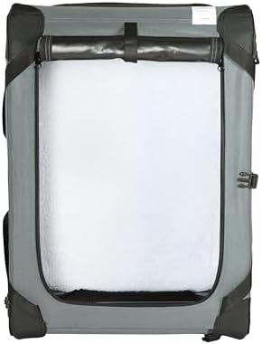 Amazon Basics Portable Folding Soft Dog Crate, 4-Doors, Collapsible Travel Kennel for Cat, Dog, and Small Animals, Quick Setup, Small 26" x 18" x 18", Grey