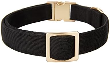 Soft Corduroy Fibric Dog Collar with High Grade Metal Buckle, for Small Dogs(Black,Small:10-15")