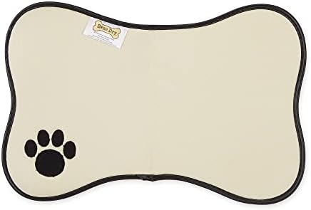 Bone Shape Embroidered Pet Feeding Placemat Brown by Bone Dry