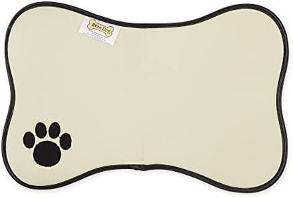 Bone Shape Embroidered Pet Feeding Placemat Brown by Bone Dry