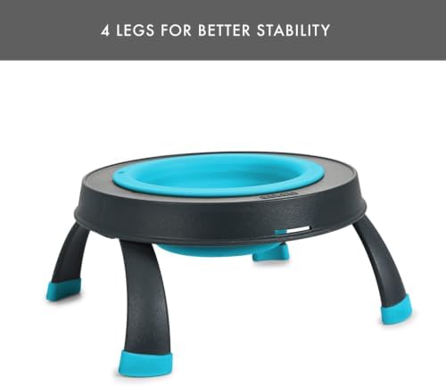 Dexas Pets Elevated Pet Feeder, Large, 4 Cup Capacity, Blue, Raised Pet Food and Water Bowl