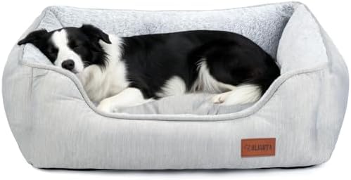 Dog Bed for Large Medium Dogs with Cool to Touch Fabric， Soft Calming Cat Beds for Indoor Cats， Reversible Square Pet Bed for Puppy, Machine Washable Non-Slip Bottom XL