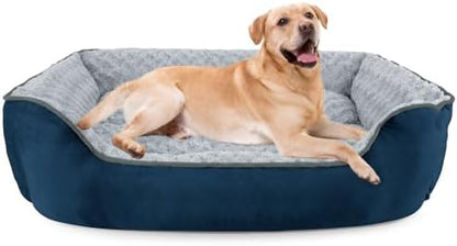 JOEJOY Rectangle Dog Bed for Large Medium Small Dogs - Washable Orthopedic Sofa Bed, Soft Breathable Puppy & Pet Cuddler, Durable Calming Dog Bed with Anti-Slip Bottom, Multiple Sizes, Navy Blue