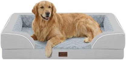 Orthopedic Dog Bed for Extra Large Dogs, 42x30in, Light Grey