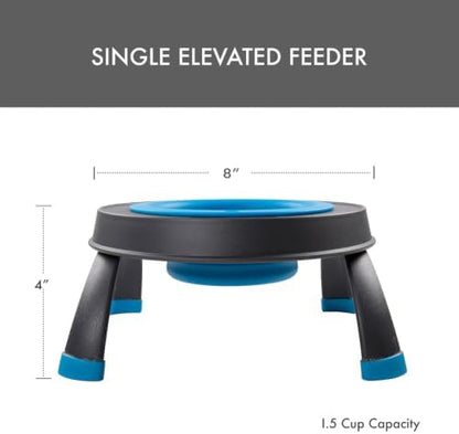 Dexas Pets Single Elevated Pet Feeder/Pet Bowl, I.5 Cup Capacity, Pro Blue, Small