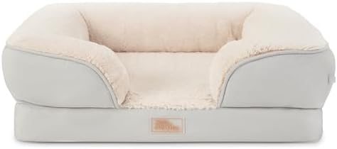 Town & Country Everyday CuddleTown Comfy Solid Bolster Sofa Pet Bed, Supportive & Calming Egg Crate Foam, Non-Slip Bottom, Machine Washable Cover, Grey, Large 35"x25"x8"