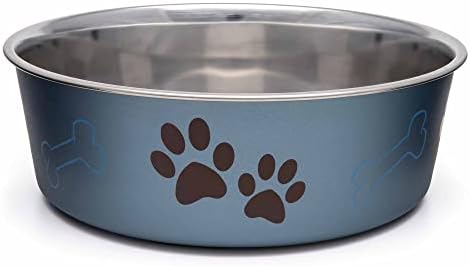 Loving Pets Bella Dog Bowls- Stainless Steel Dog & Cat Bowls - Spill Proof Dog Food Bowl, Cat Bowl, Puppy Essentials & Pet Supplies Great for Home & Travel (Medium 20-35 lbs, Blueberry)