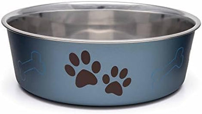 Loving Pets Bella Dog Bowls- Stainless Steel Dog & Cat Bowls - Spill Proof Dog Food Bowl, Cat Bowl, Puppy Essentials & Pet Supplies Great for Home & Travel (Medium 20-35 lbs, Blueberry)