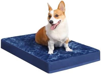KSIIA Orthopedic Dog Bed for Medium Dogs with Waterproof Lining,Blue, 29x18