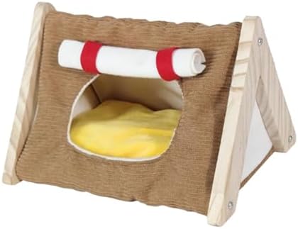 Guinea Pig Bed House Cages Accessories Hiding Place Cave Guinea Pig Hideout for Winter Sleeping Playing Chinchilla Hedgehogs, Brown