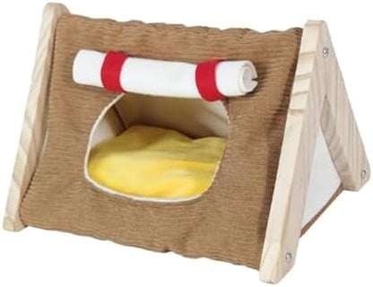 Guinea Pig Bed House Cages Accessories Hiding Place Cave Guinea Pig Hideout for Winter Sleeping Playing Chinchilla Hedgehogs, Brown