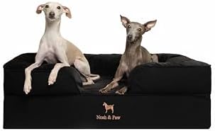 NOAH & PAW Large Dog Bed, 35x25x11 Inch, Orthopedic Dog Beds, Eggshell Memory Foam Infused with Cooling Gel, Inner Cover, Water Resistant, Machine Washable (Denim Sofa Collection)