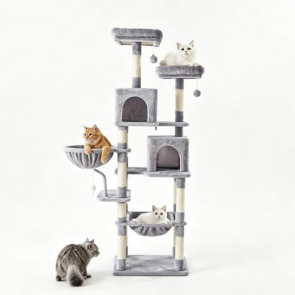 Sweetcrispy 71 Inch Cat Tree Tower with Natural Sisal Scratching Post