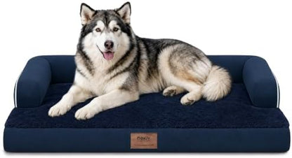 MEKIY XXL Orthopedic Waterproof Dog Bed with Bolster for Extra Large Dogs