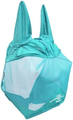 Harrison Howard UV-Proof Multi-Function Fabrics Thick Fleece Padding Horse Fly Mask Half Face with Ears Mint Arabian Medium